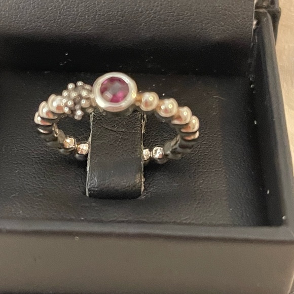 Authentic Micheal Dawkins 925 Pink Sapphire beaded ring size ( NOT SURE ) - Picture 3 of 7